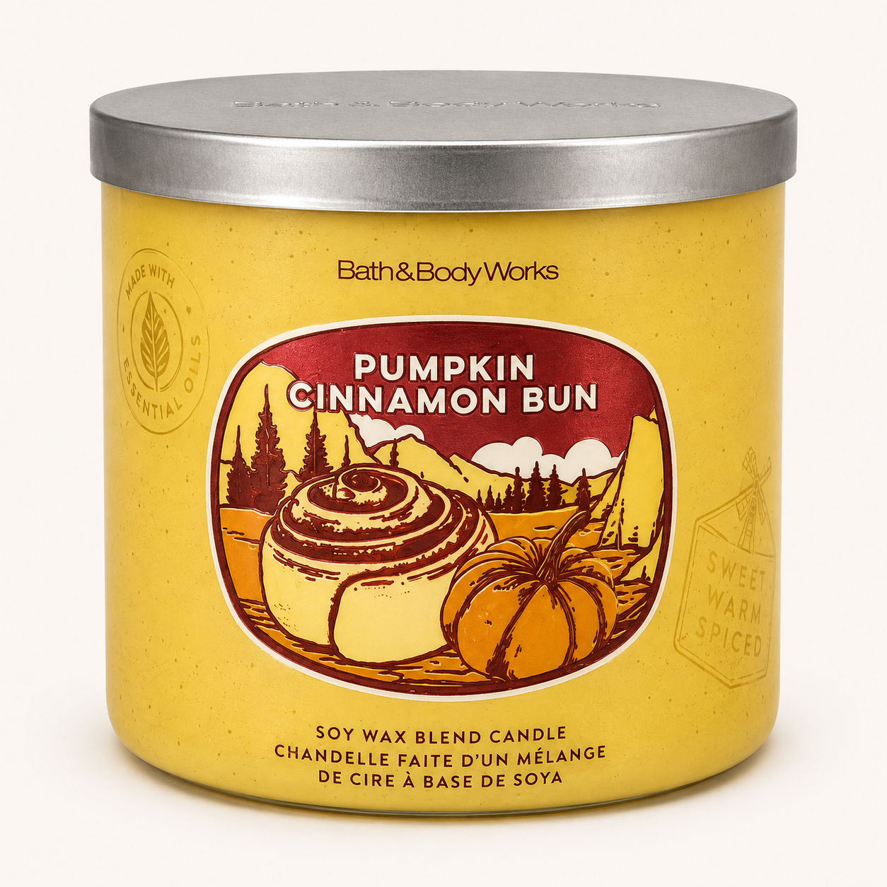 Pumpkin Cinnamon Bun Vela de 3 Mechas – Bath & Body Works