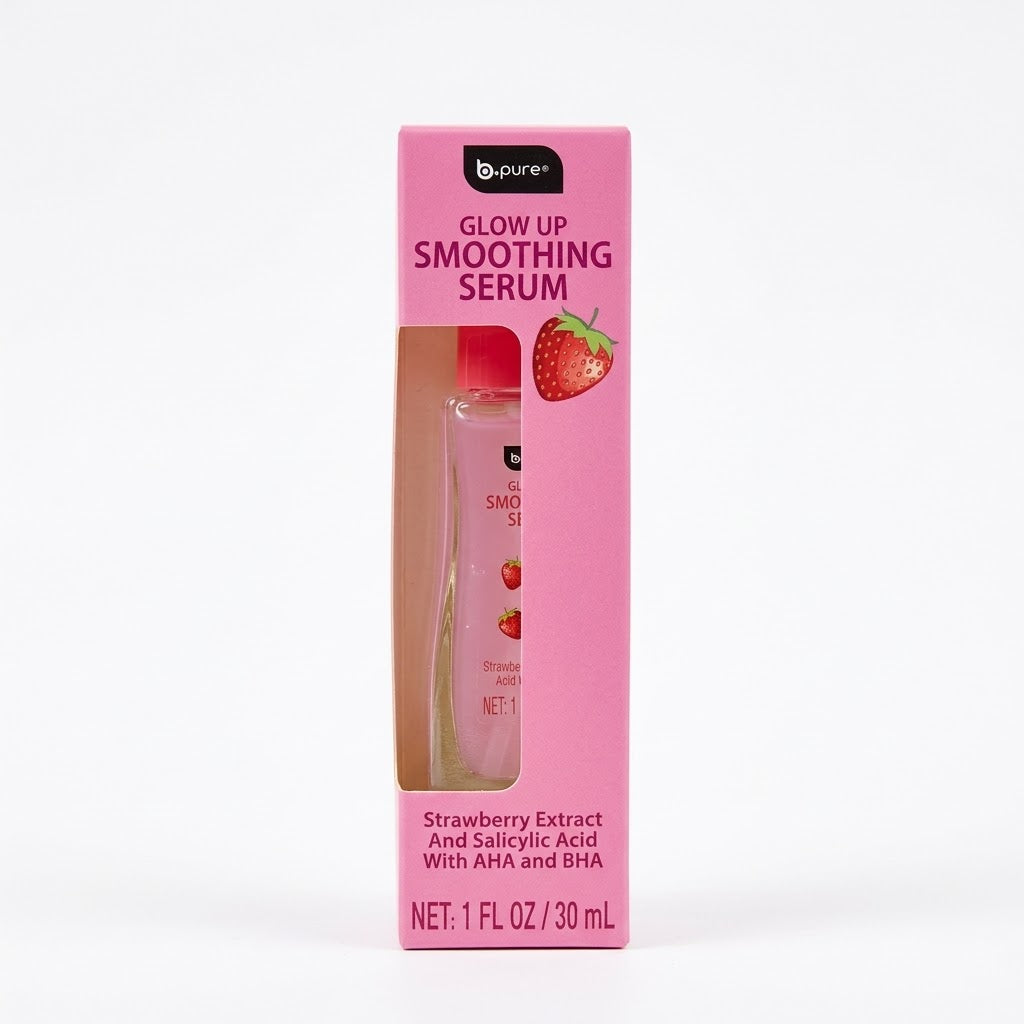 Sérum Facial Glow Up Smoothing de Fresa con AHA + BHA – b.pure 🍓🩷