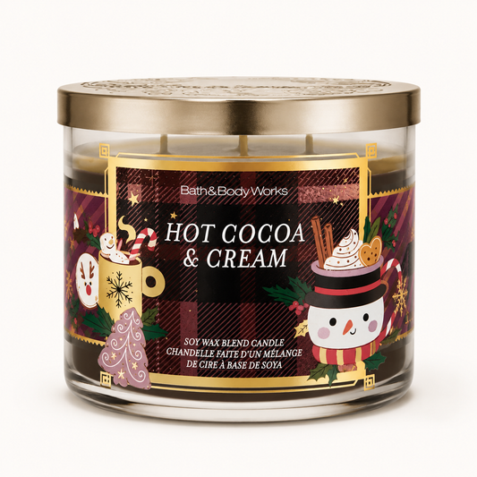 Vela aromática de 3 mechas Hot Cocoa & Cream - Bath & Body Works