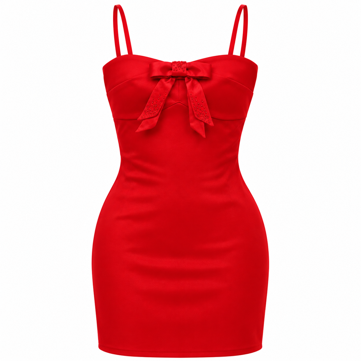 Vestido Mini Rojo con Moño Rhinestone – Victoria’s Secret 🎀